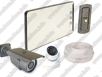 Комплект проводного видеодомофона Eplutus 2232 + купольная камера KDM-6413G + уличная камера KDM-6215G